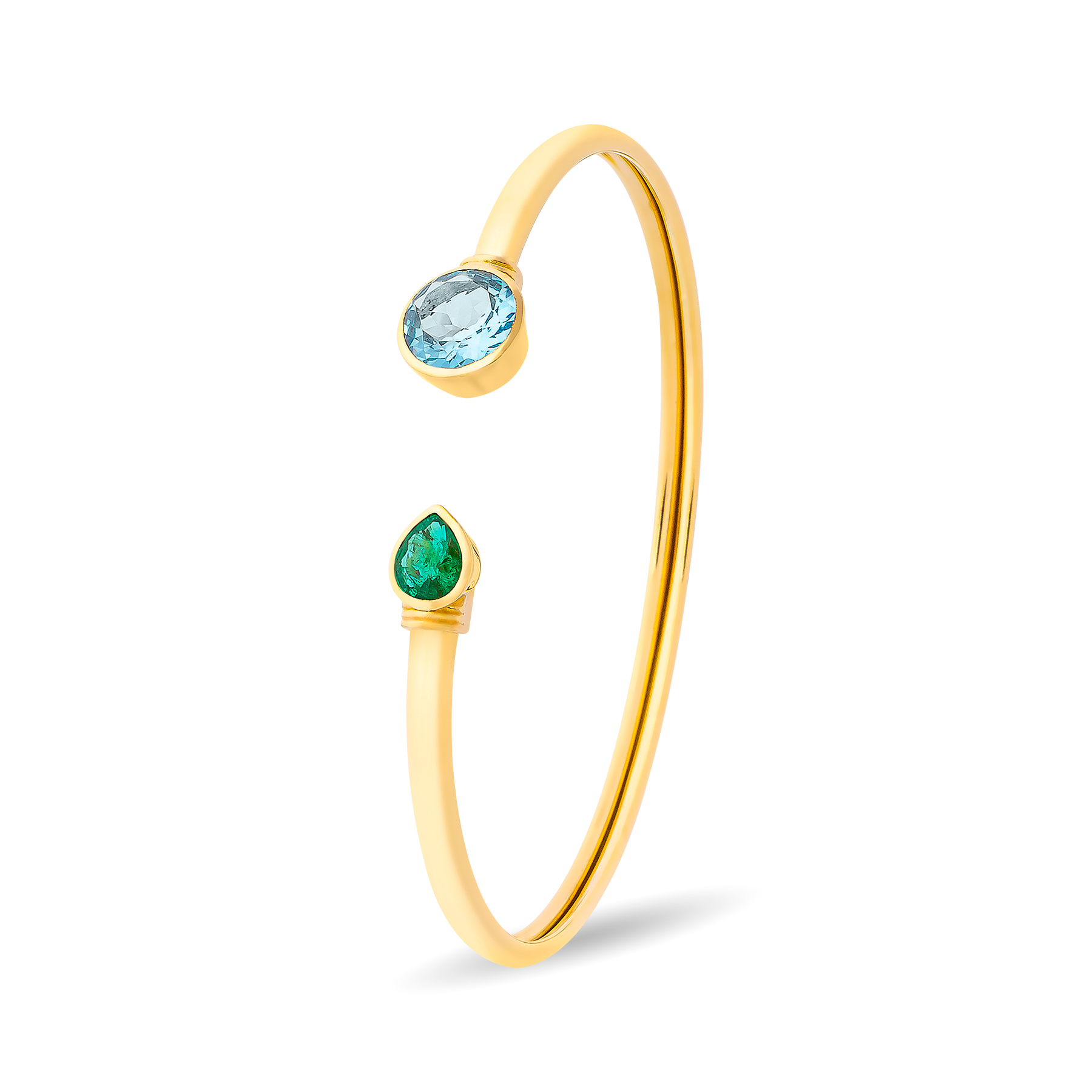 Blue Topaz Emerald Yellow Gold