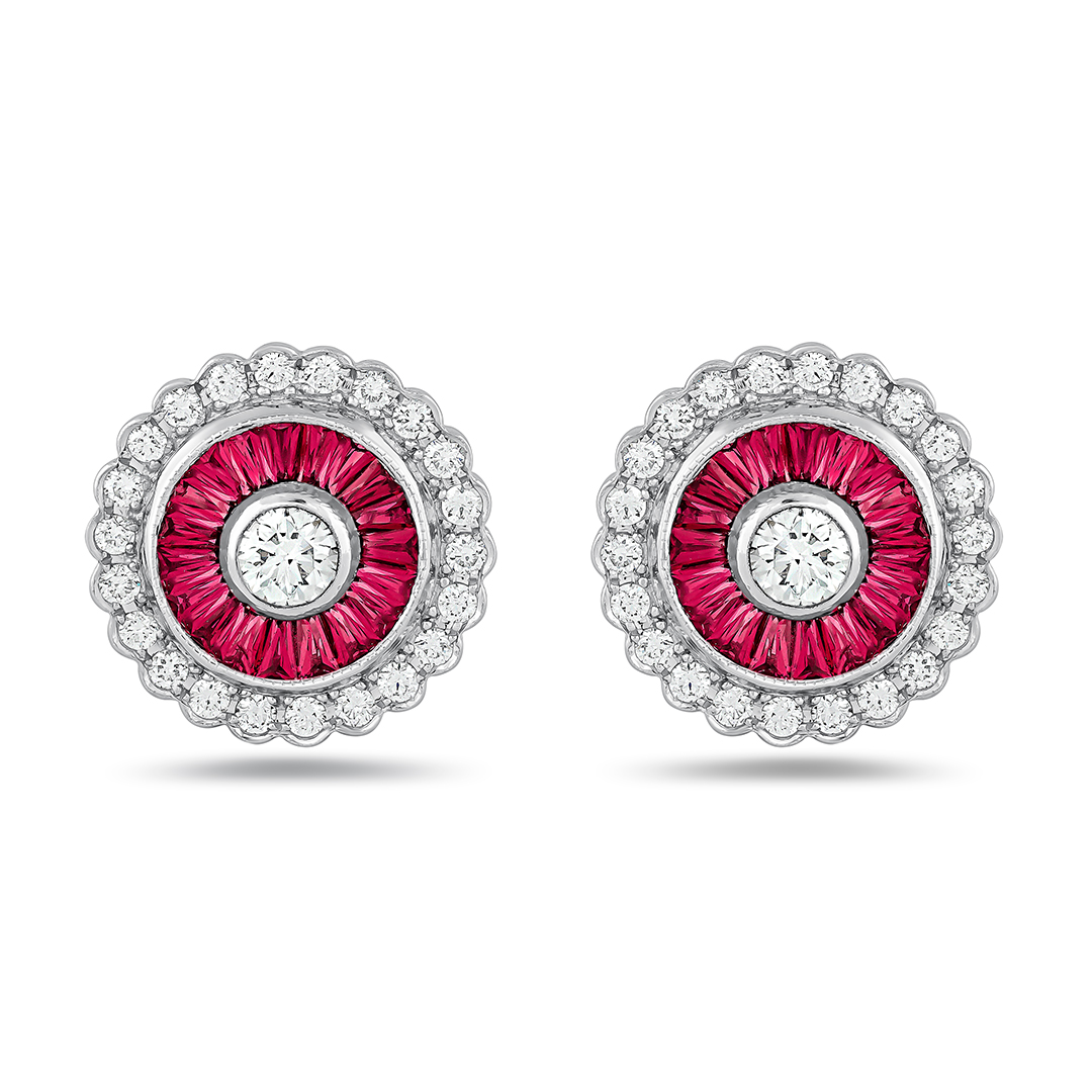 Ruby and White Studs